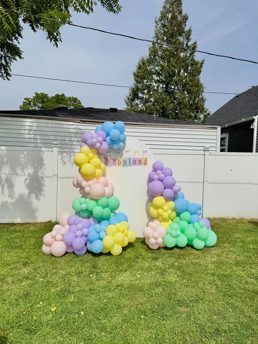 Pastel balloons at an outdoor party